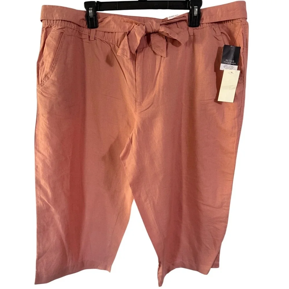 Liz‎ Claiborne Dusty Coral Tie-Waist Chino Capris women's size XXL